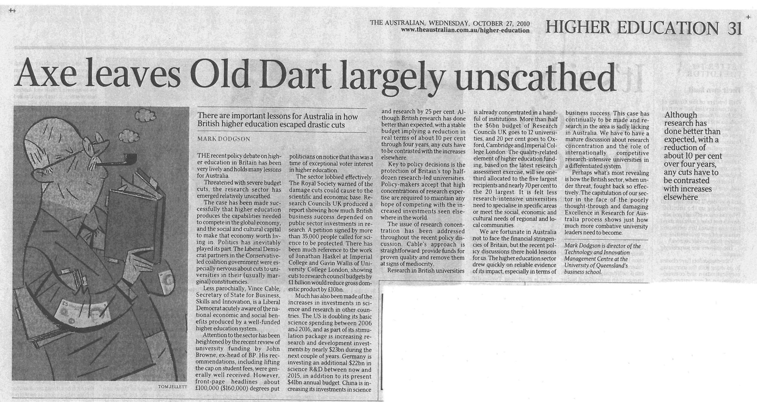"Axe leave Old Dart largely unscathed" 27/10/2010