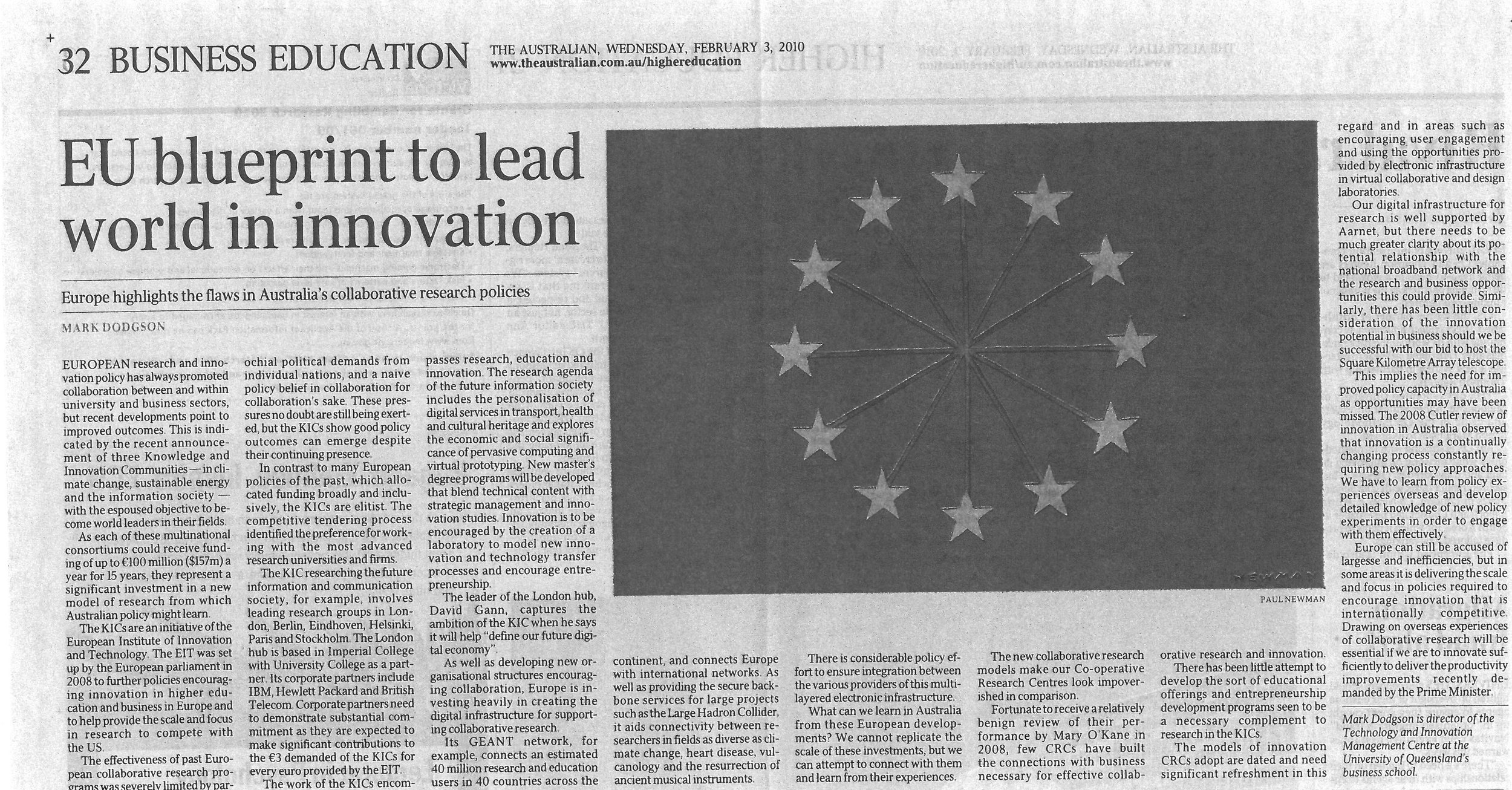 "EU blueprint to lead world in innovation" 03/02/2010