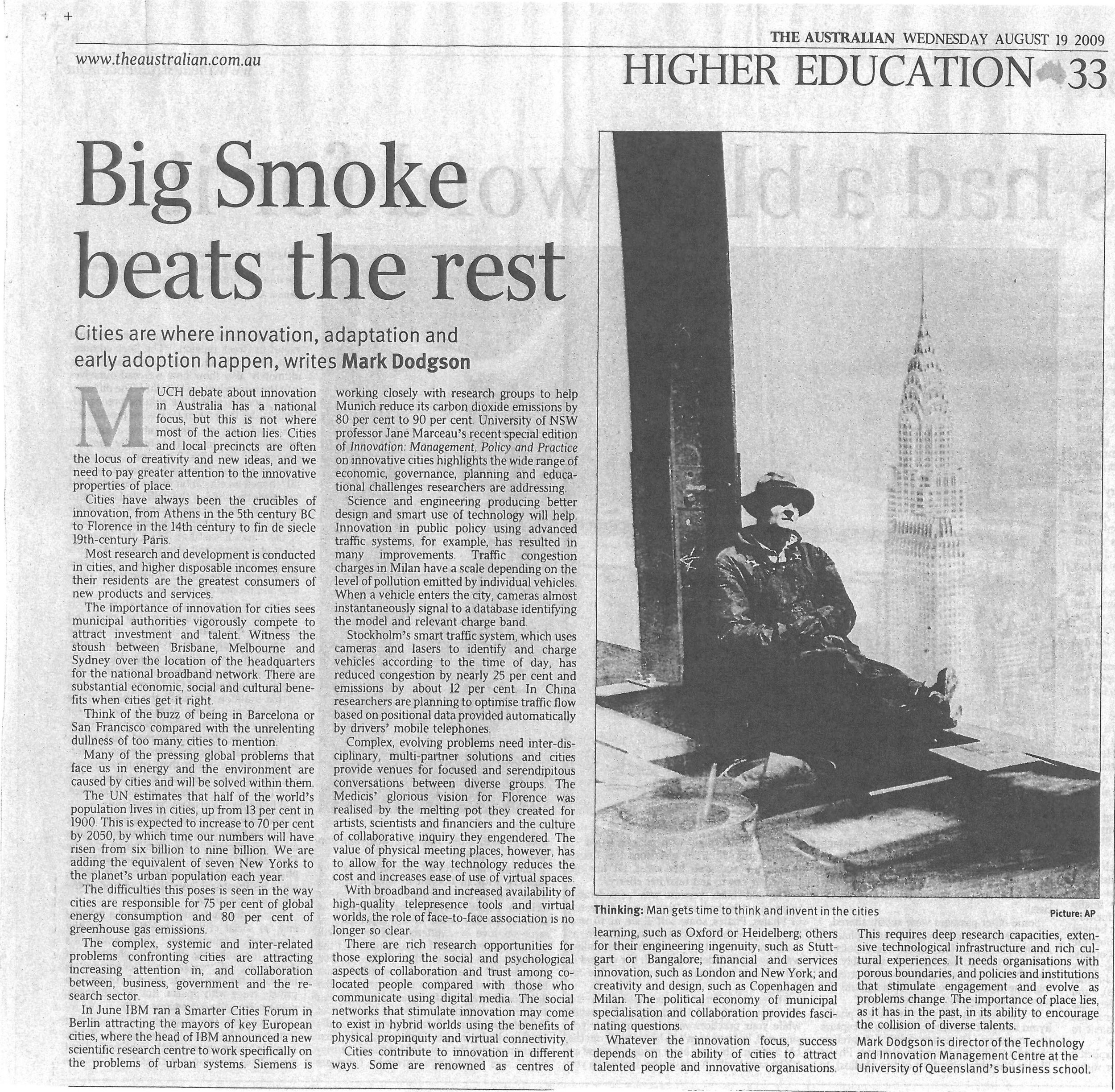 "Big smoke beats the rest" – on the importance of cities for innovation 19/08/2009
