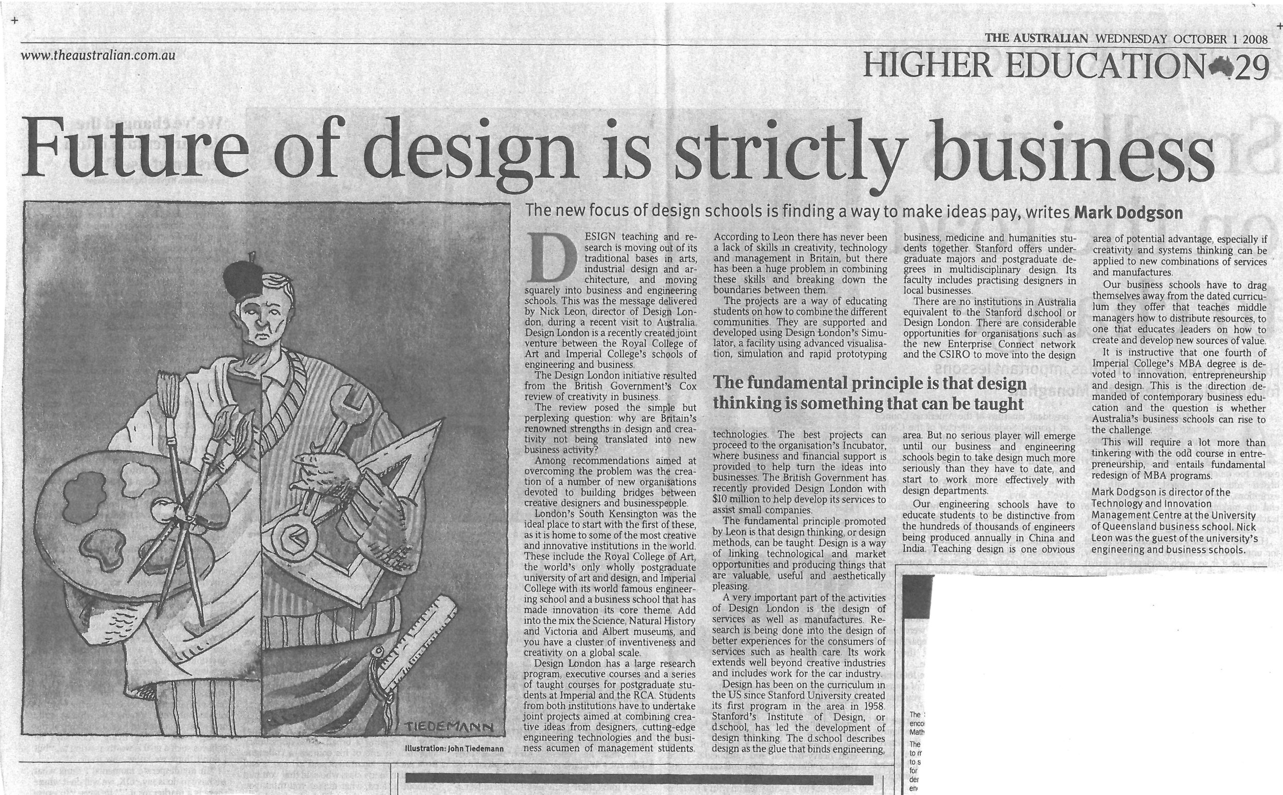 "Future of design is strictly business" – on the importance of design in the management curriculum 01/09/2008