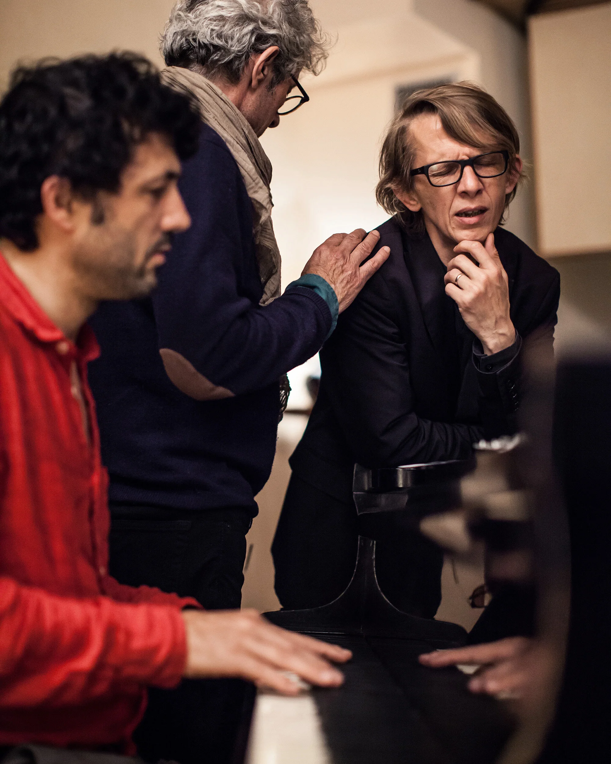 Albin de la Simone, Bastien Lallemant et Alain Cluzeau à l’enregistrement de l’album Les 50 ans de Saravah