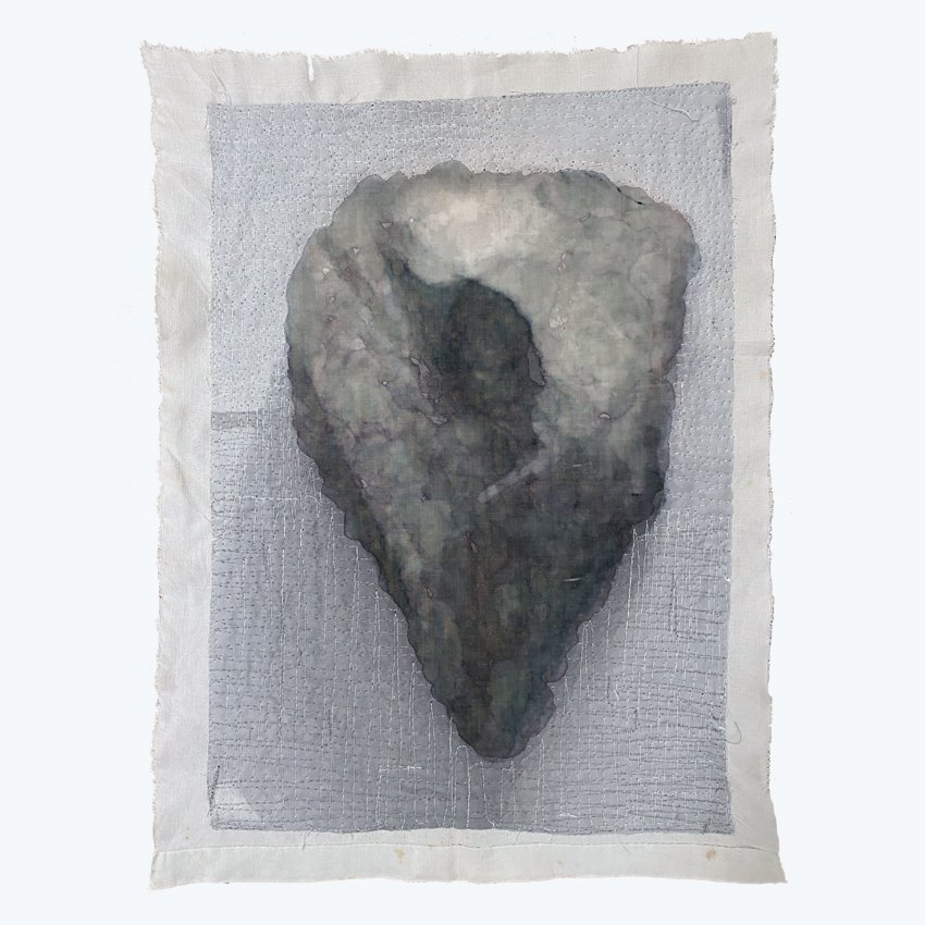  Gray Shard, 2023, photograph, fabric and thread, 34w x 47h cm 