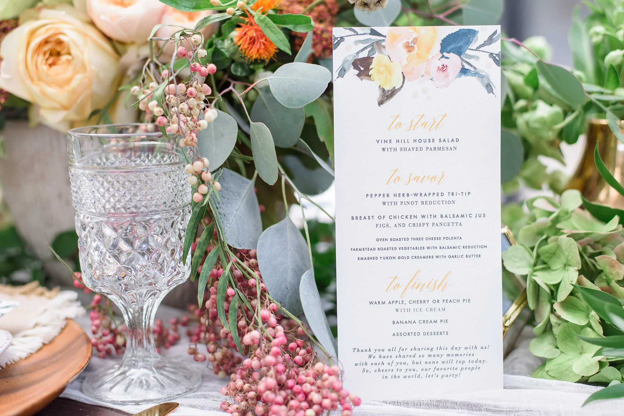 Boho Floral Menu