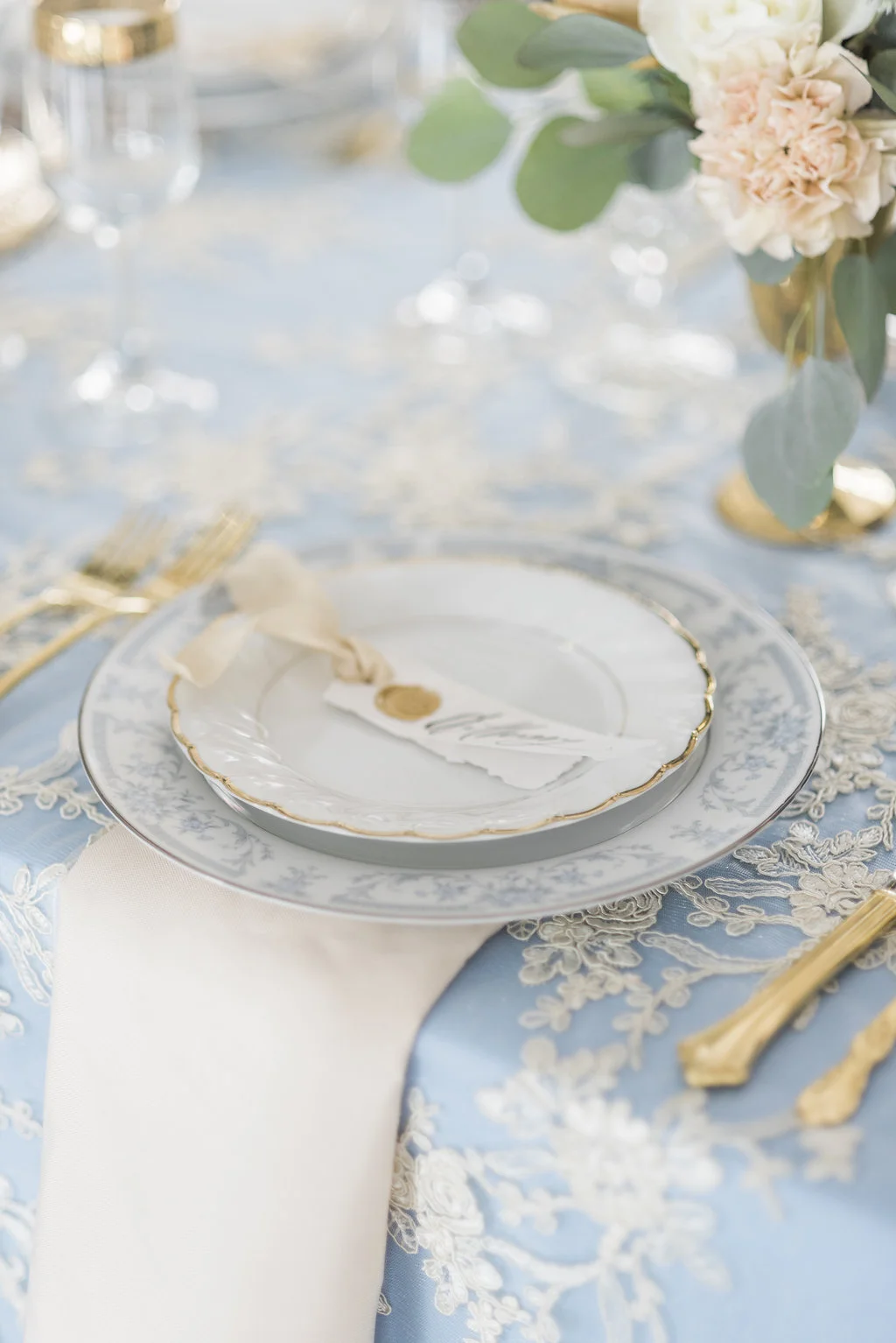 White and Blue Linen
