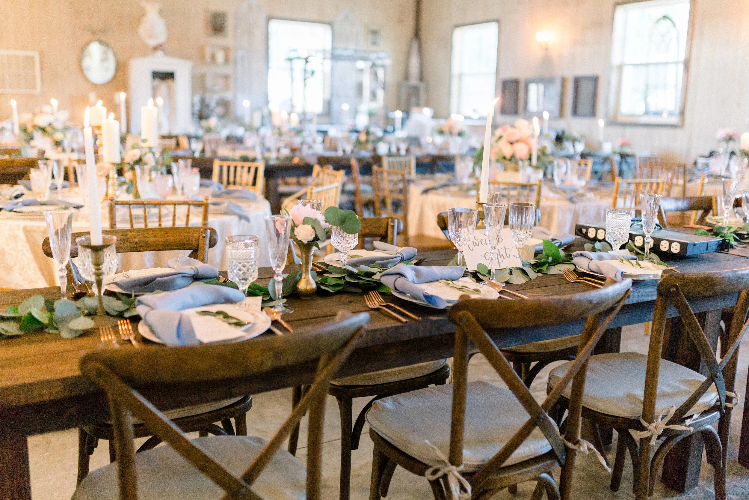 Slate blue and Blush Tablescape