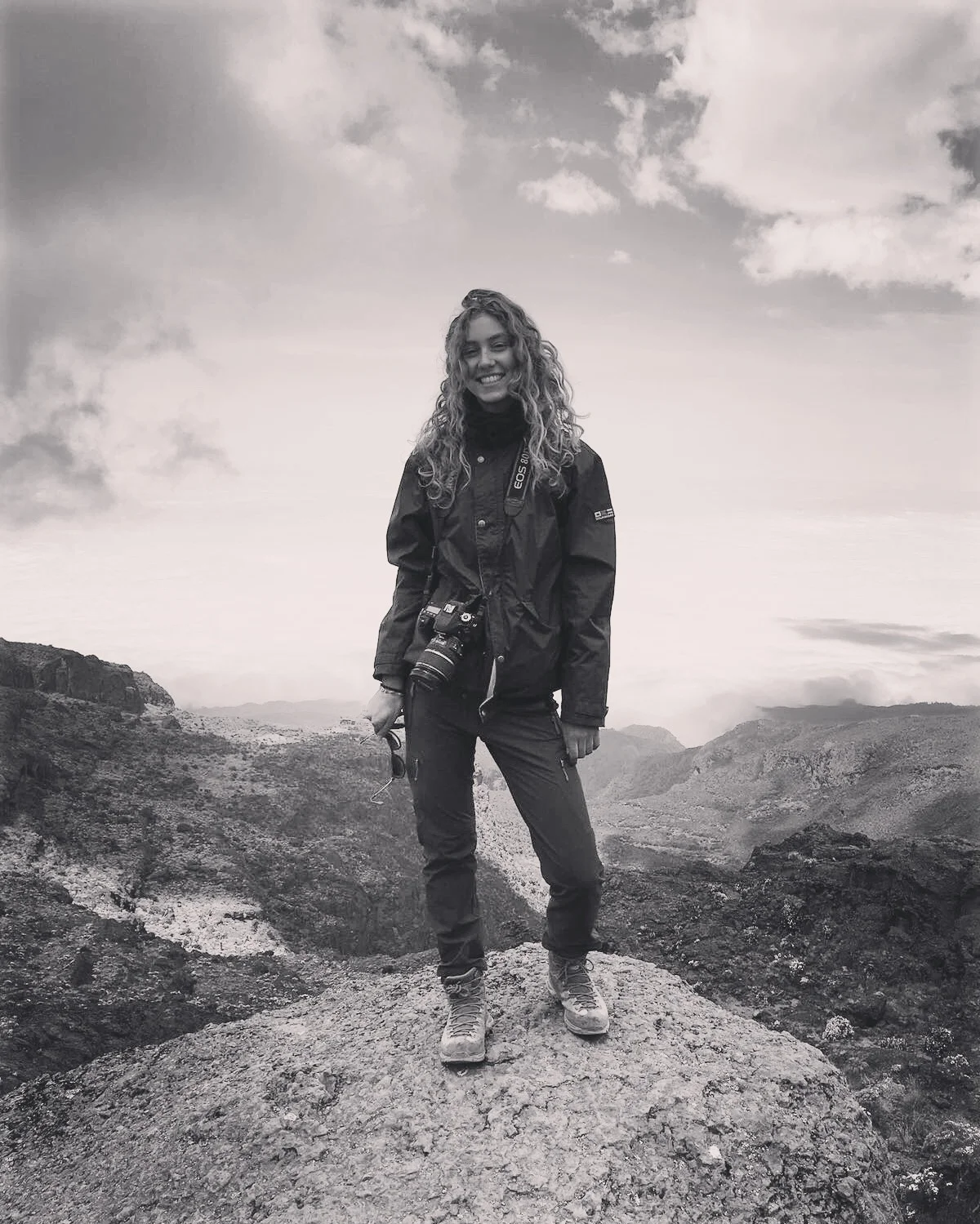 This is me. Smiling so brightly because I was at the top of Kilimanjaro's Baranco Wall, at 4160m high.