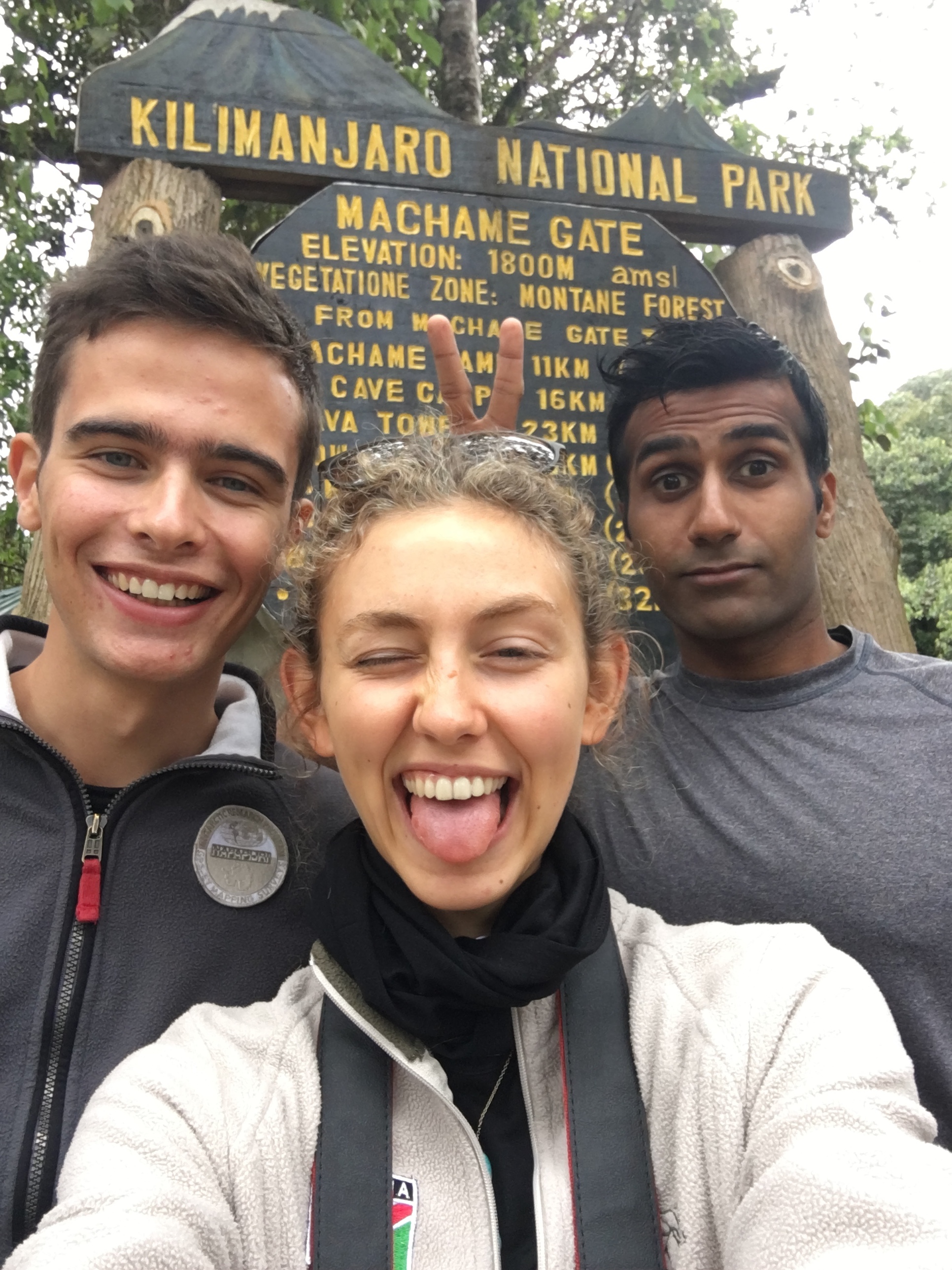 Machame Gate selfie - typical gate selfie with a Sandy special