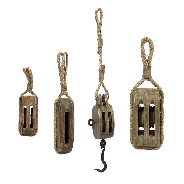 Nautical Wooden Pulley Set of 4