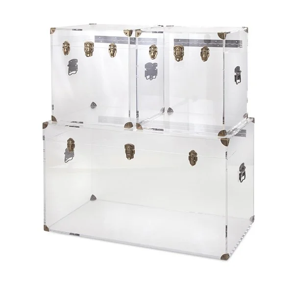 Acrylic Coffee Table and Accent Trunks - Set of 3