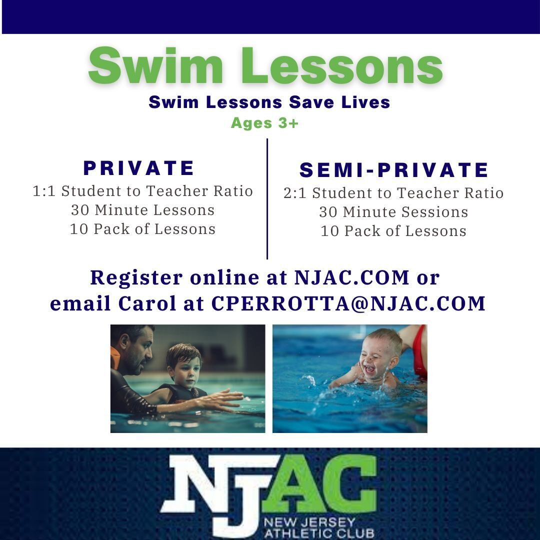 It's always a great time to learn how to swim. NJAC is proud to offer swim lessons for all ages. Register today online at NJAC.com or by emailing Carol at cperrotta@njac.com