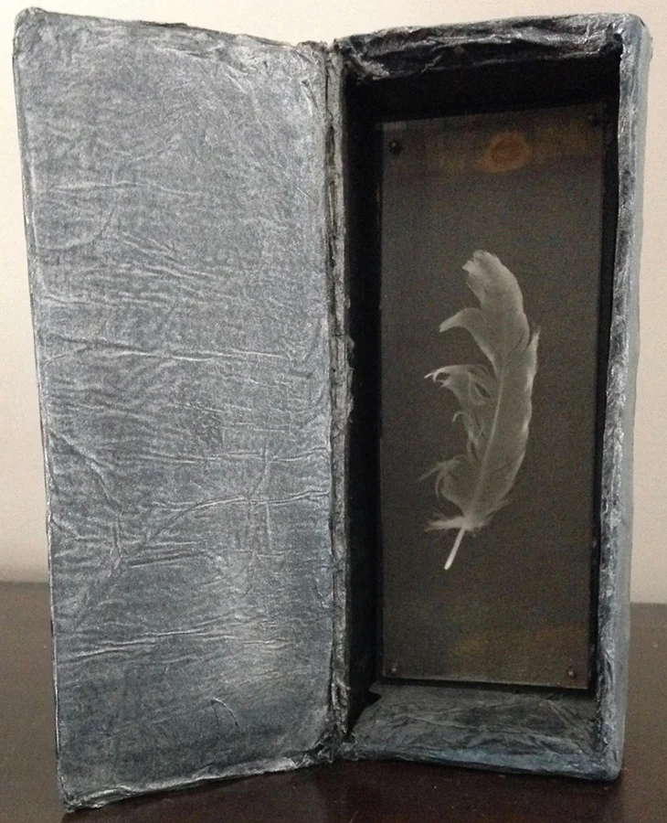 “Reliquary XXI” collage 7” x 3” x 2”