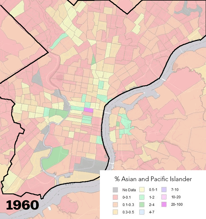 Philadelphia's Asian population has grown over the decades. (Graphic by Austin Ma)