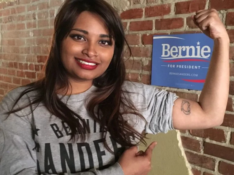 Moumita Ahmed with her Bernie Sanders tattoo. (Courtesy of Moumita Ahmed)
