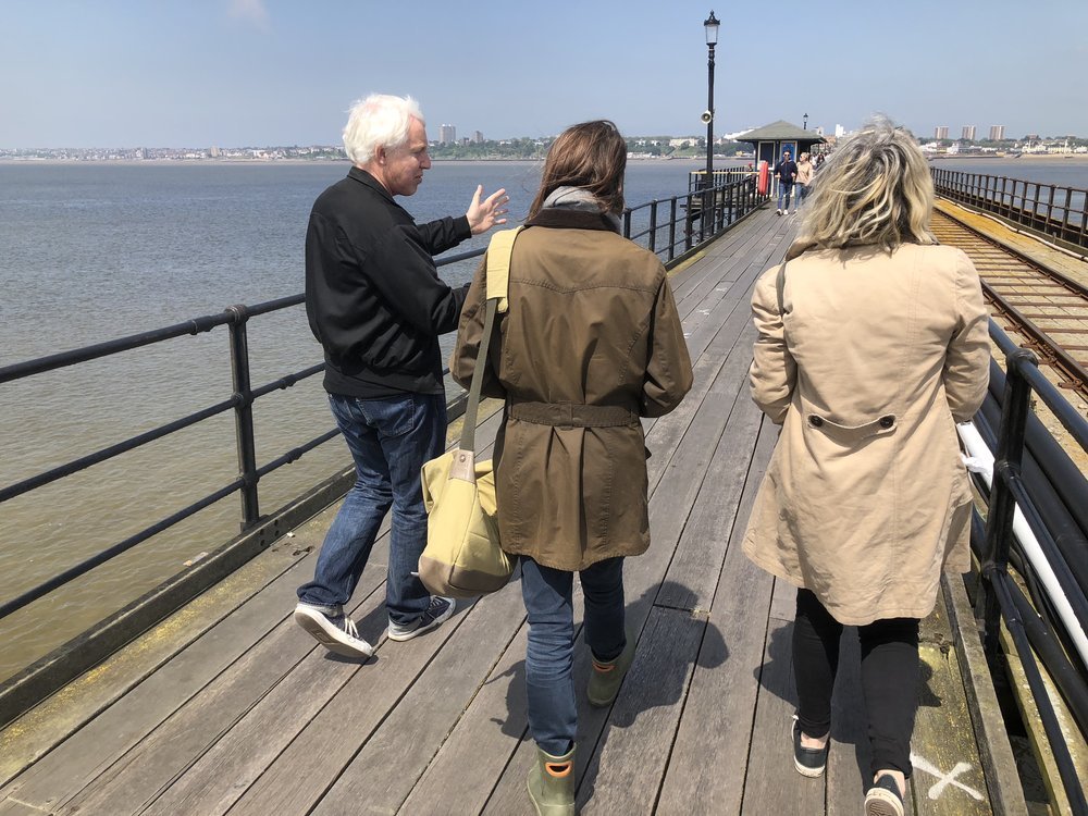   TOMA  artists on a walk + talk tour of Southend Pier with Sarah Lucas in 2018. 