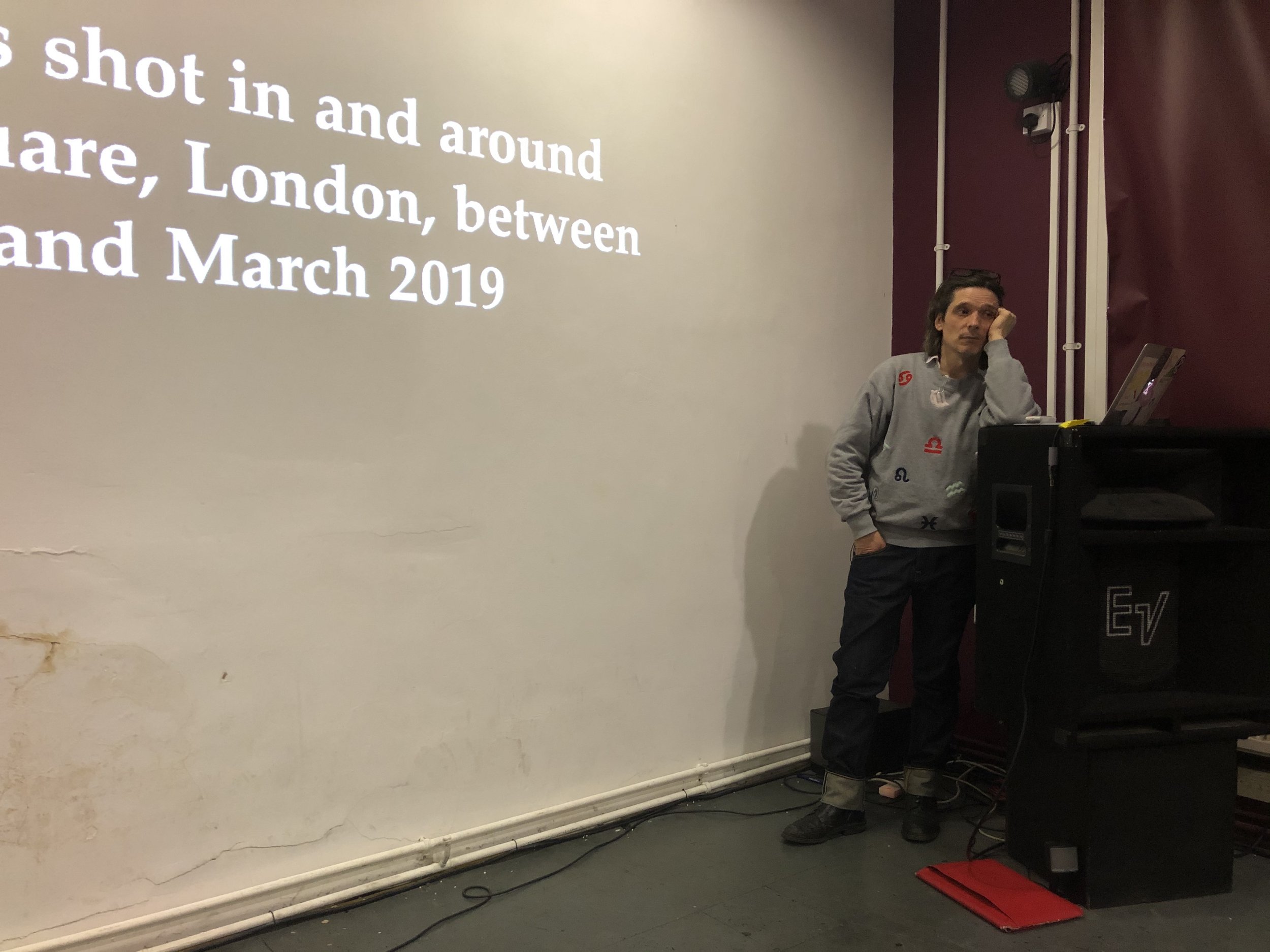  Visiting artist Jeremy Deller talking to  TOMA  artists in 2020. 