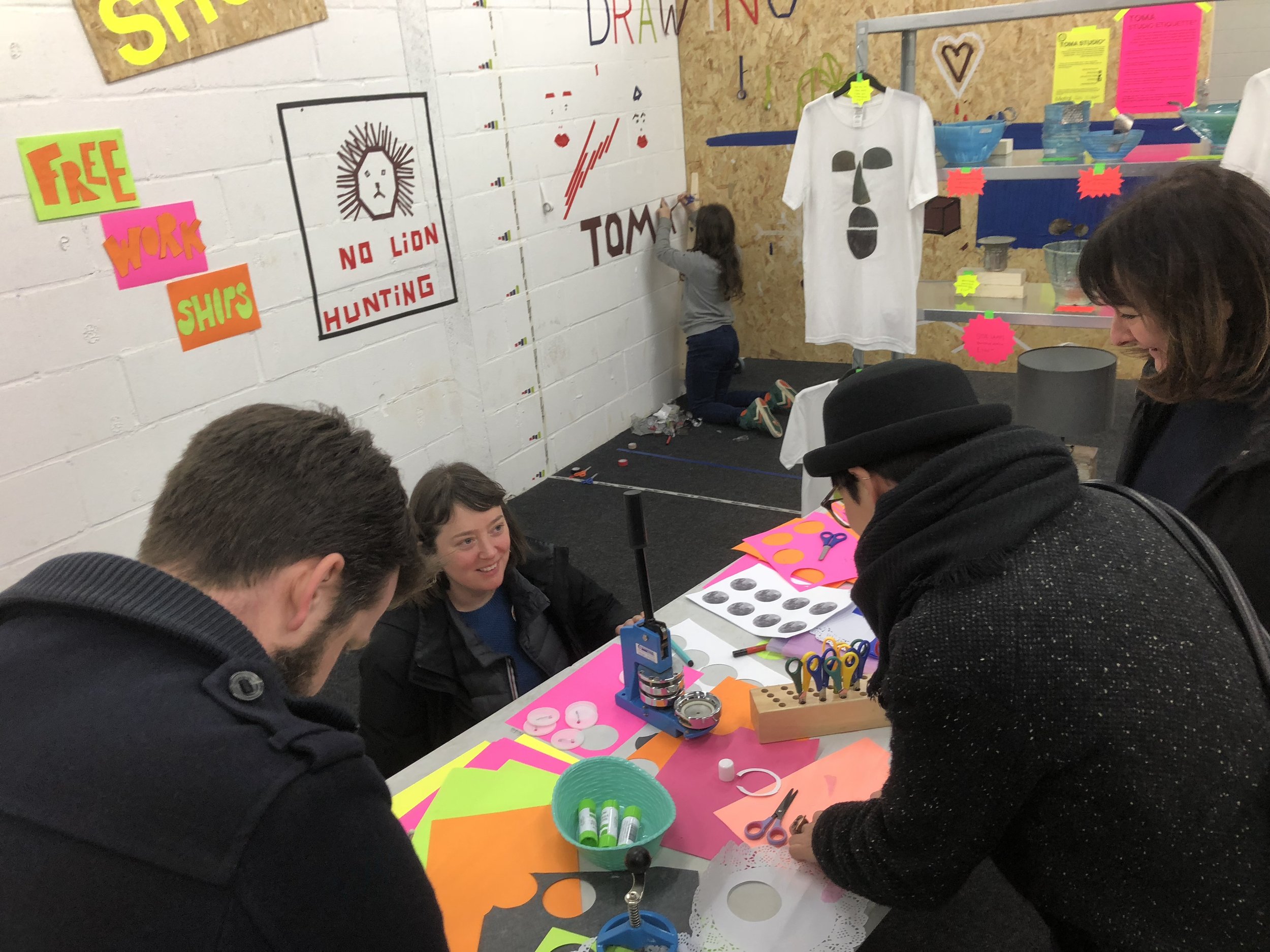  TOMA artists giving public workshops during their ‘Drawing Show’ at the former TOMA Project Space in 2017. 