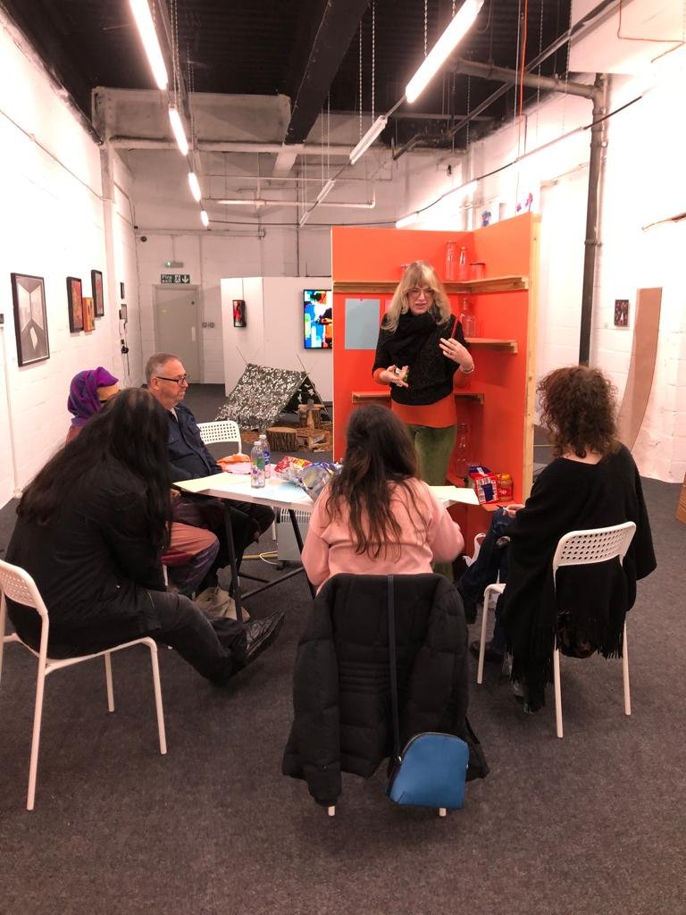   TOMA  artist Ruth Hazel giving a workshop based on their practice in 2022. 
