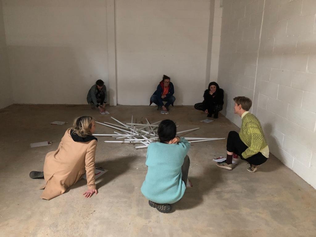  Artist Laure Prouvost visiting  TOMA  cohort in 2018 and participating in a group crit. 