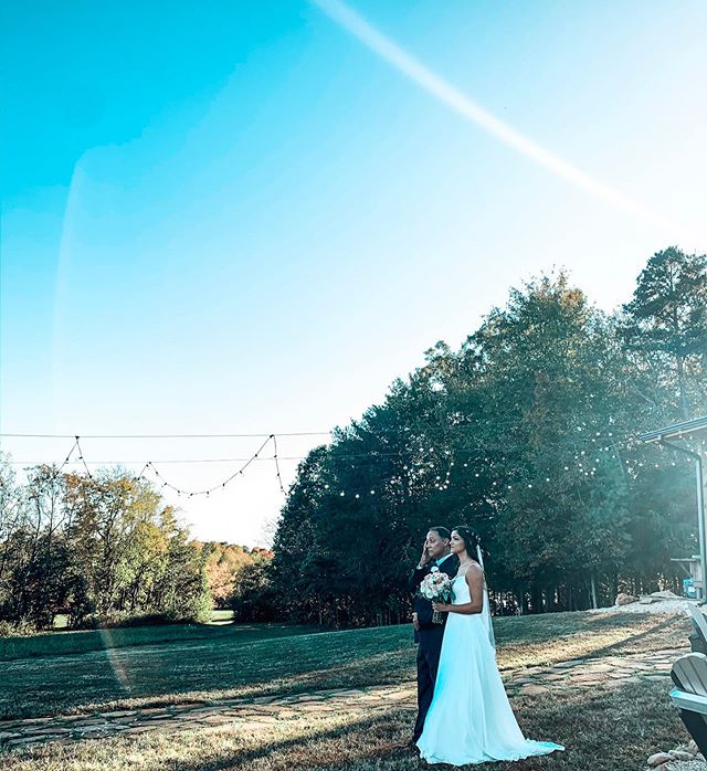 Bride and her Dad moments before walking down the aisle. Dad had many tears .... ❤️ I heard him say &ldquo;I&rsquo;m so proud of you&rdquo;. #themomentsbefore #amitycreekfarms #brideandherdad #ncweddings #weddingvenue #getmarried