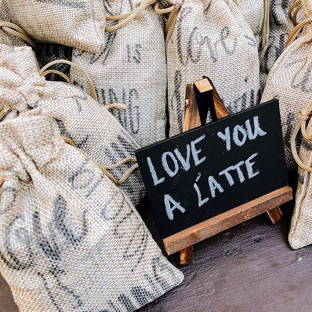 Our October 20th wedding had the cutest favors! They smelled so yummy too ☕️ #octoberweddings #amitycreekfarms #coffeebeans #weddingfavors #ncweddings