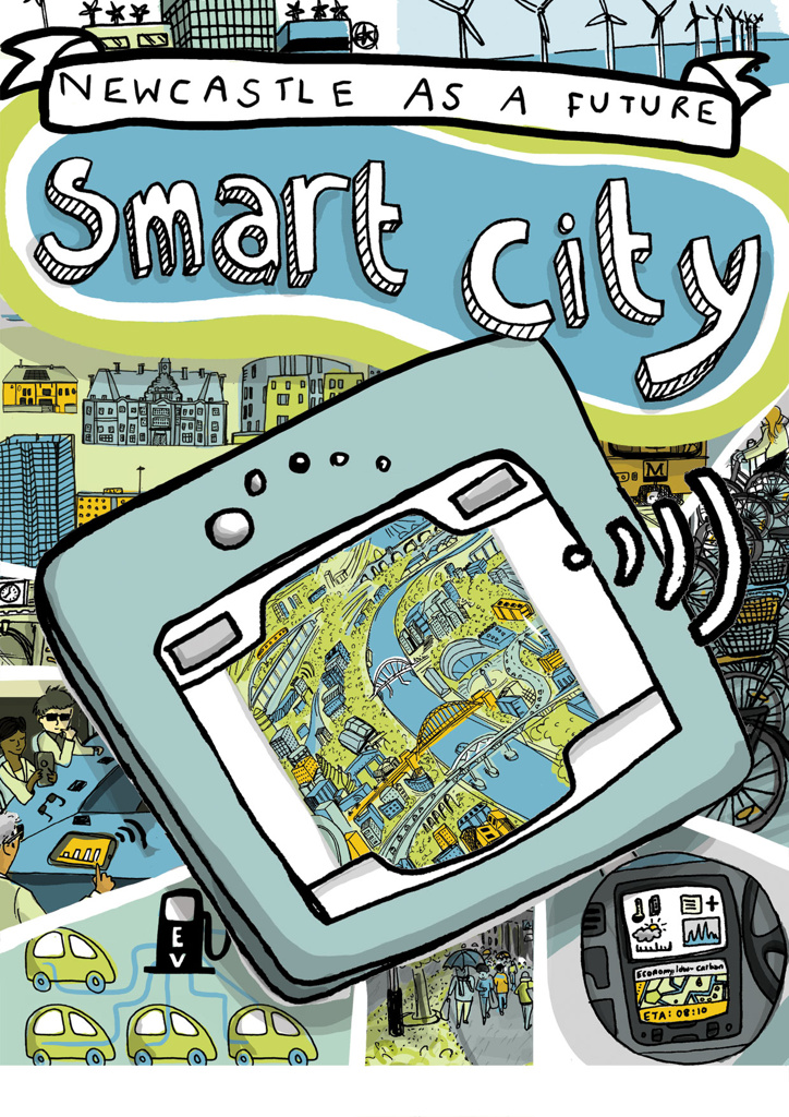 Illustrated guide to Newcastle Upon Tyne’s future ‘smart city’. Created with Newcastle University.