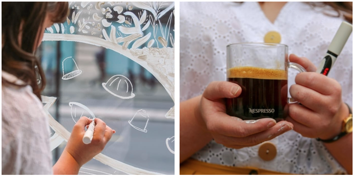 Nespresso: Window design and live painting in Regent Street, London