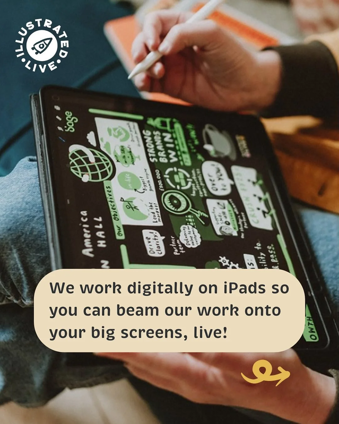 Looking for a fancy upgrade to your visual communication at your next event, but worried about the environmental impact?

Fear not! Live illustration could be just the ticket! Specifically - digital live illustration done remotely, which is what we s