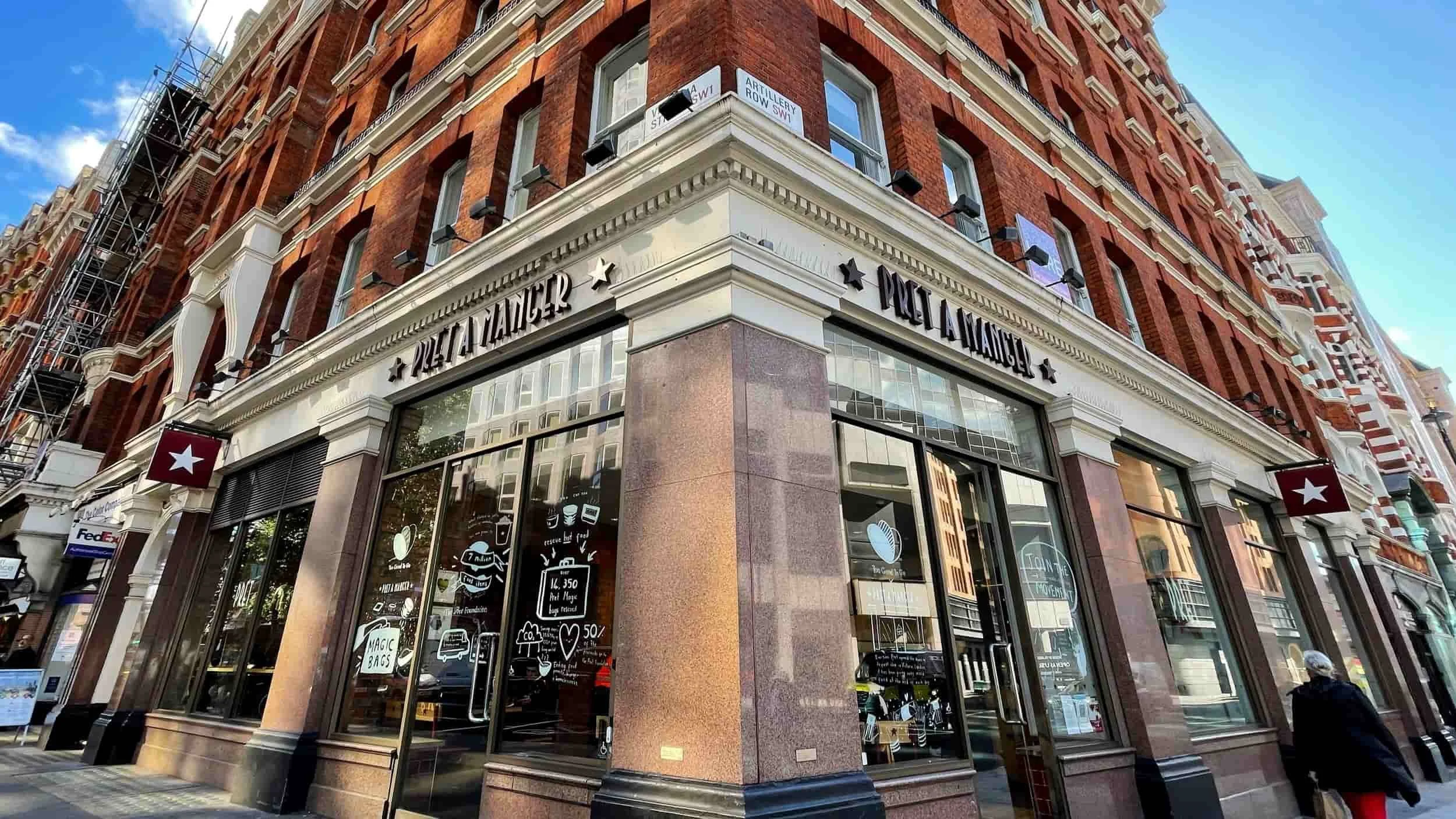 mural painting on glass for Pret a Manger London