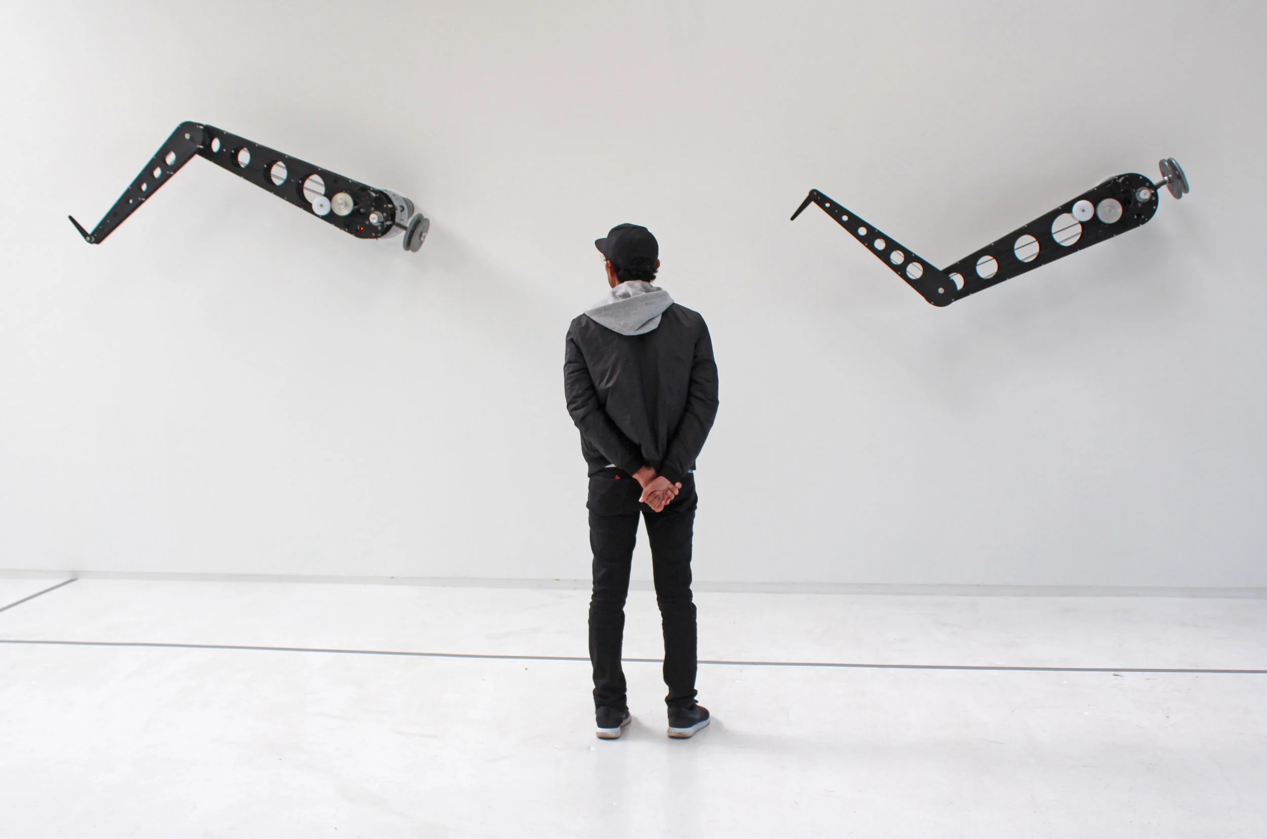 Alan Rath Yet Again, 2017 Birch plywood, FR4, aluminum, steel, UHMW, motors, custom electronics 148 x 292 x 21 inches Courtesy of the artist and Hosfelt Gallery