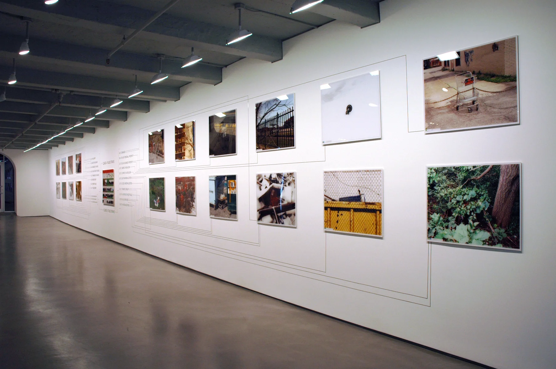 Installation view of Julian Montague’s The Stray Shopping Cart Identification System (2006) at Black & White Gallery and Project Space’s Chelsea location