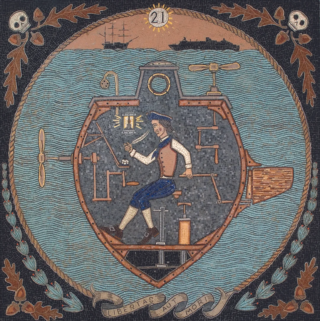 Duke Riley, Libertas Aut Mori , 2007, mosaic. Photo courtesy the artist.