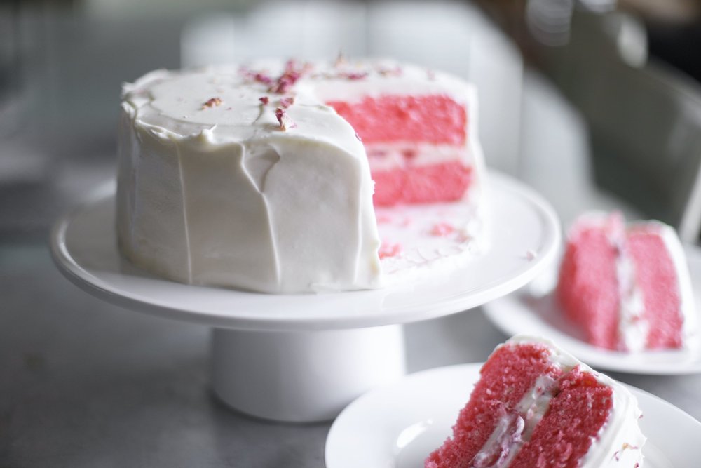 strawberry rose cake