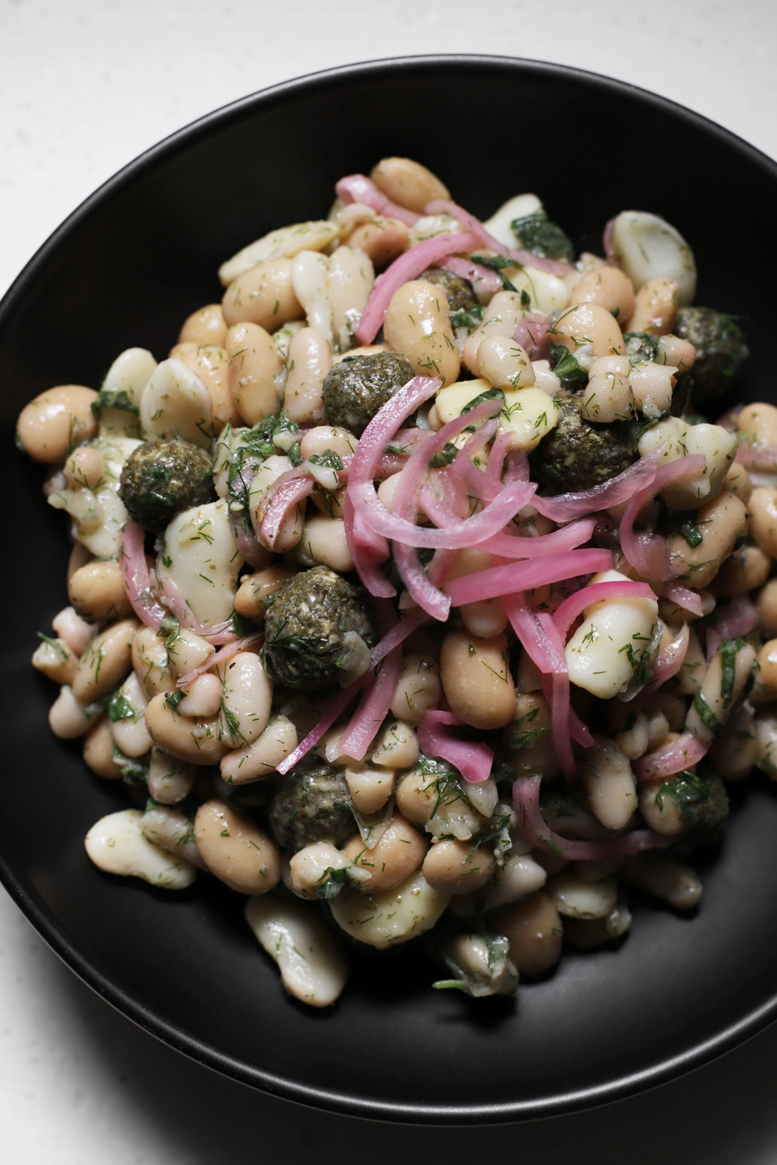 white bean salad with za'atar labneh balls — Cardamom and Tea