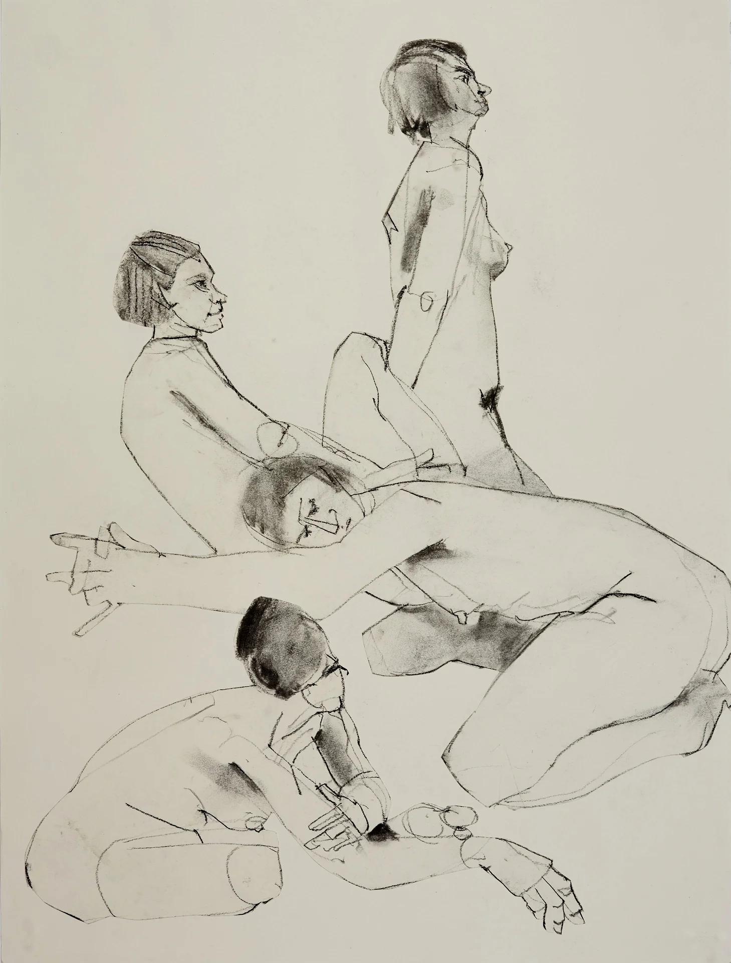Girls Night Out charcoal on paper 24x18