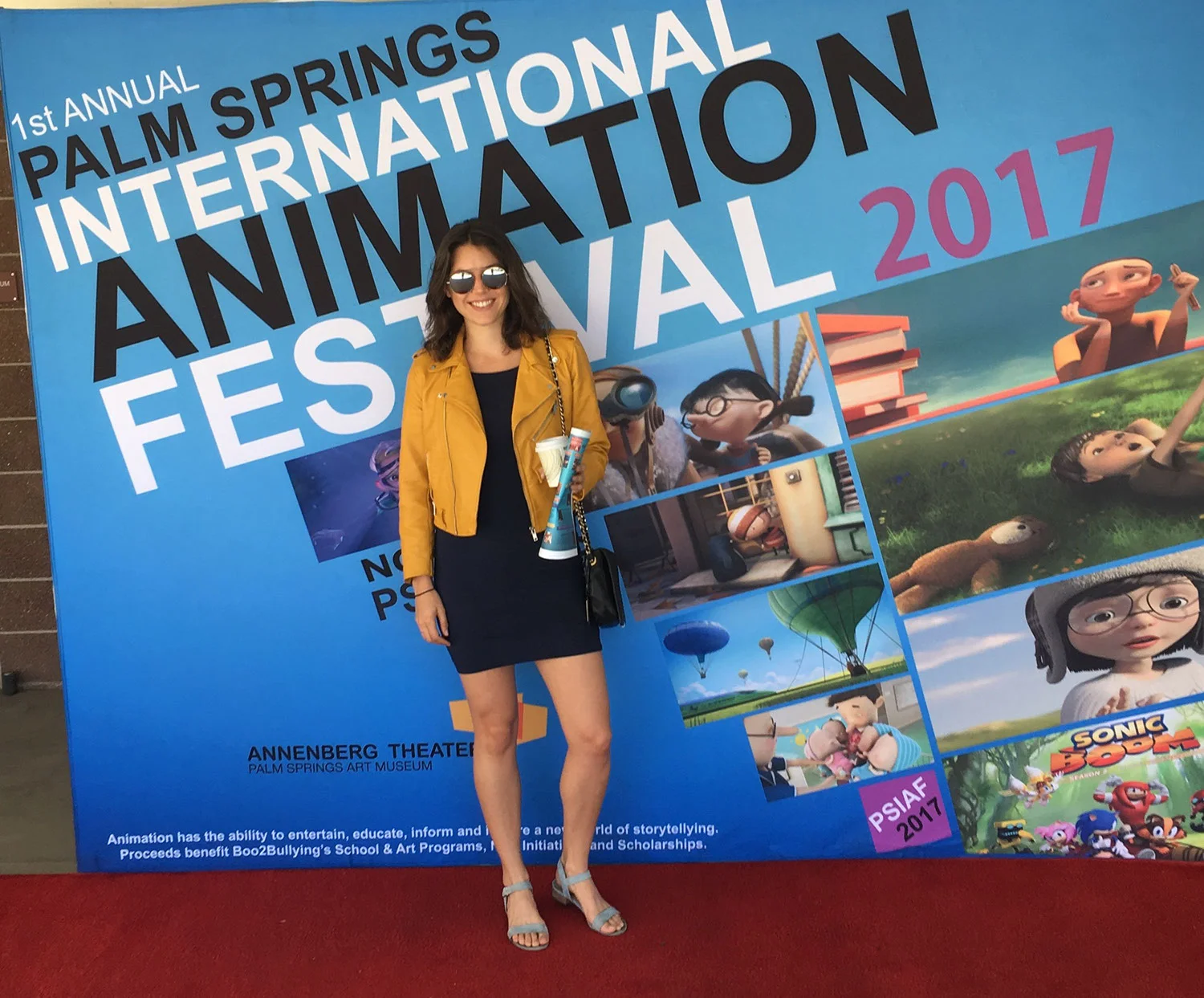 GLOBAL TINKER’S OLIVIA LEVENSON ACCEPTING THE AWARD FOR BEST TV ANIMATED SHORT AT THE PALM SPRINGS INTERNATIONAL ANIMATION FESTIVAL (PALM SPRINGS 2017)