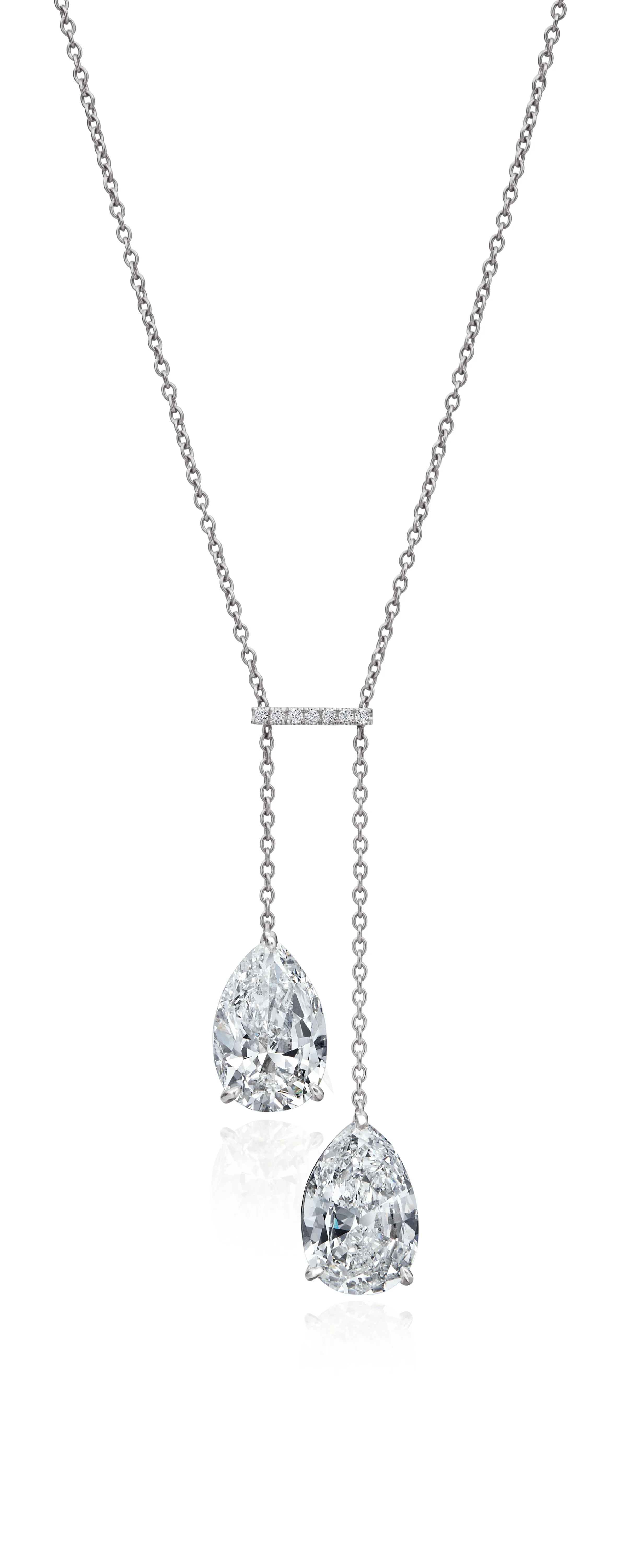Platinum Necklace with Pear Shaped Diamonds