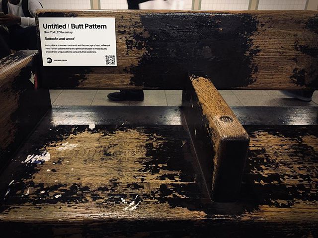 &ldquo;MTA is not just old. It&rsquo;s the history of New York.&rdquo;
Title: Untitled / Butt Pattern, 1900s
As a political statement on transit and the concept of rest, millions of New Yorkers collaborated over a period of decades to meticulously cr