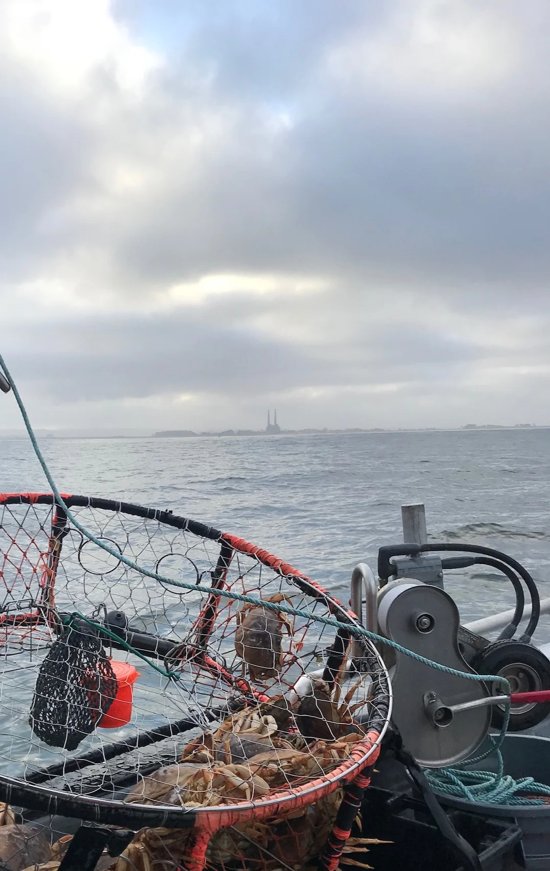 The stacks serve as a navigational landmark for fishermen while they are harvesting their sustainable catch in and around the Bay. Photo credit: Calder Deyerle .