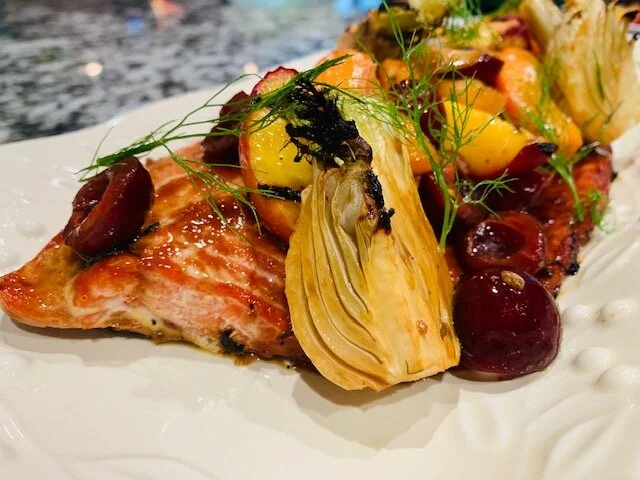 Ginger-Glazed Salmon with Fennel, Peaches & Apricots (Chef Matt Beaudin)