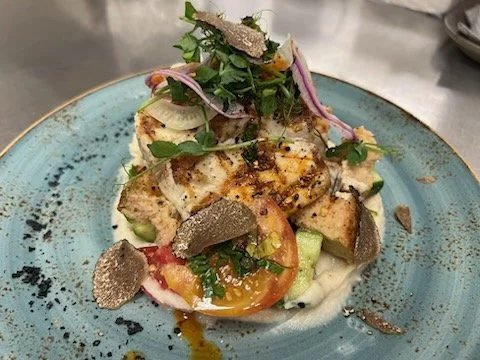 Grilled White Sea Bass by Chef Gus Trejo of Dream Inn, Santa Cruz