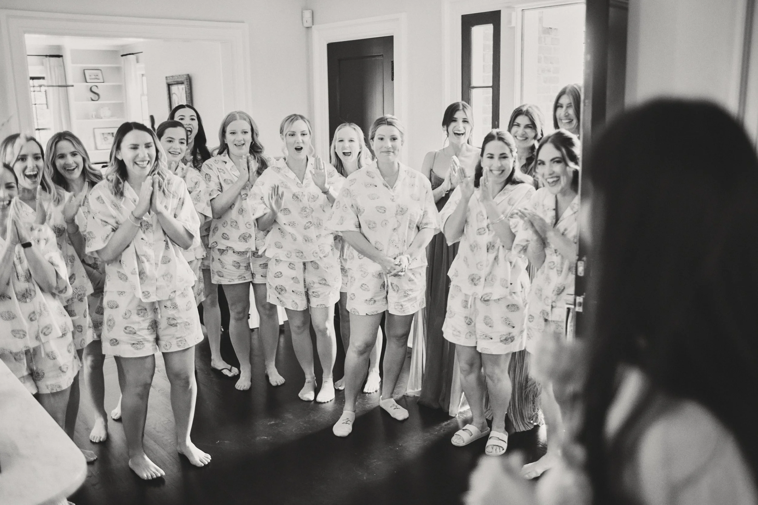 ann-sophie and andrew editorial style wedding photographer nyc rye new york bride first look with bridesmaids