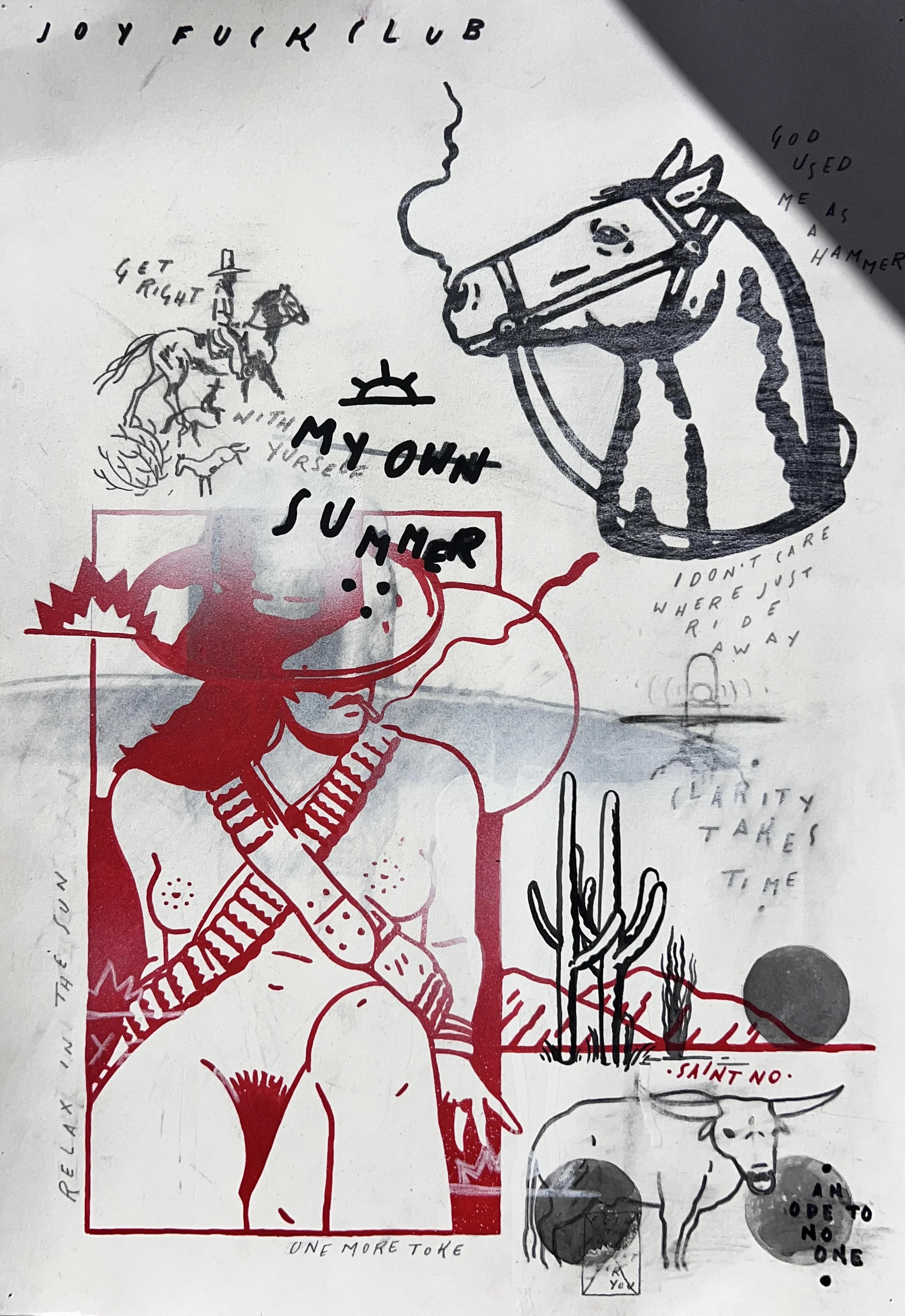 My Own Summer - 14x20" graphite, ink, gesso, acrylic, pencil, and enamel on paper