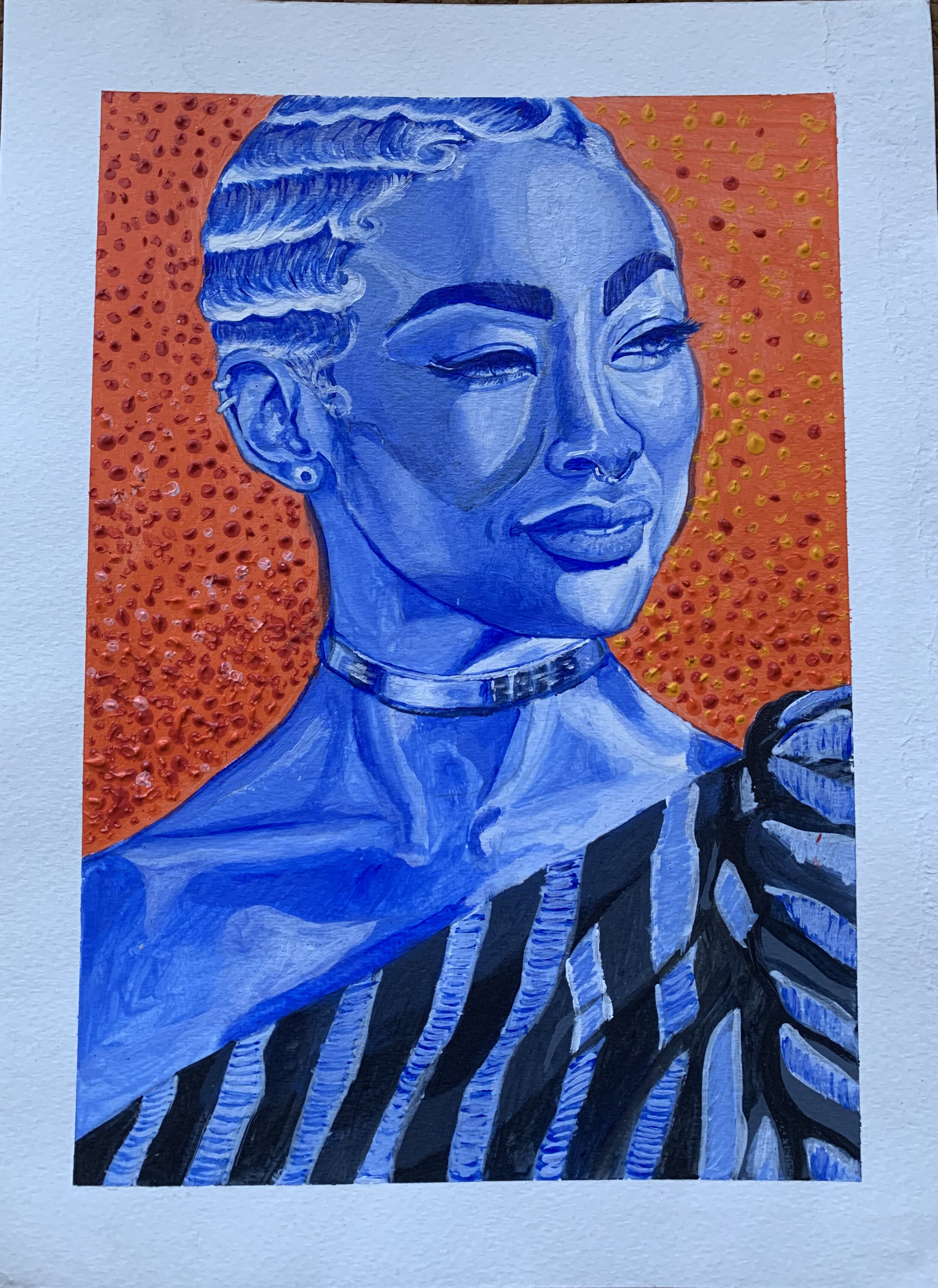 Monochromatic acrylic portrait of actress Tati Gabrielle 9” x 12”