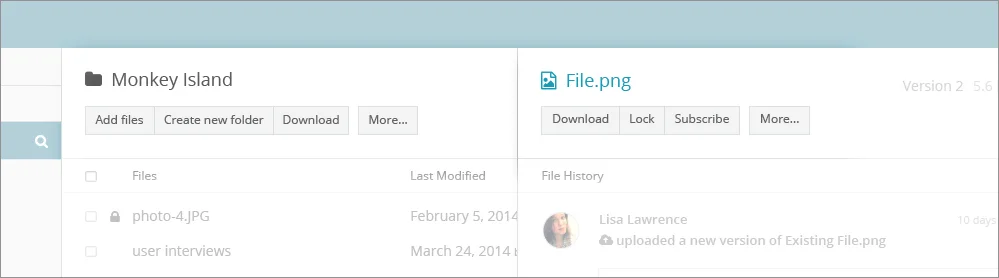 We identified the three most common actions for folders and files and tucked everything else under a “More…” button.