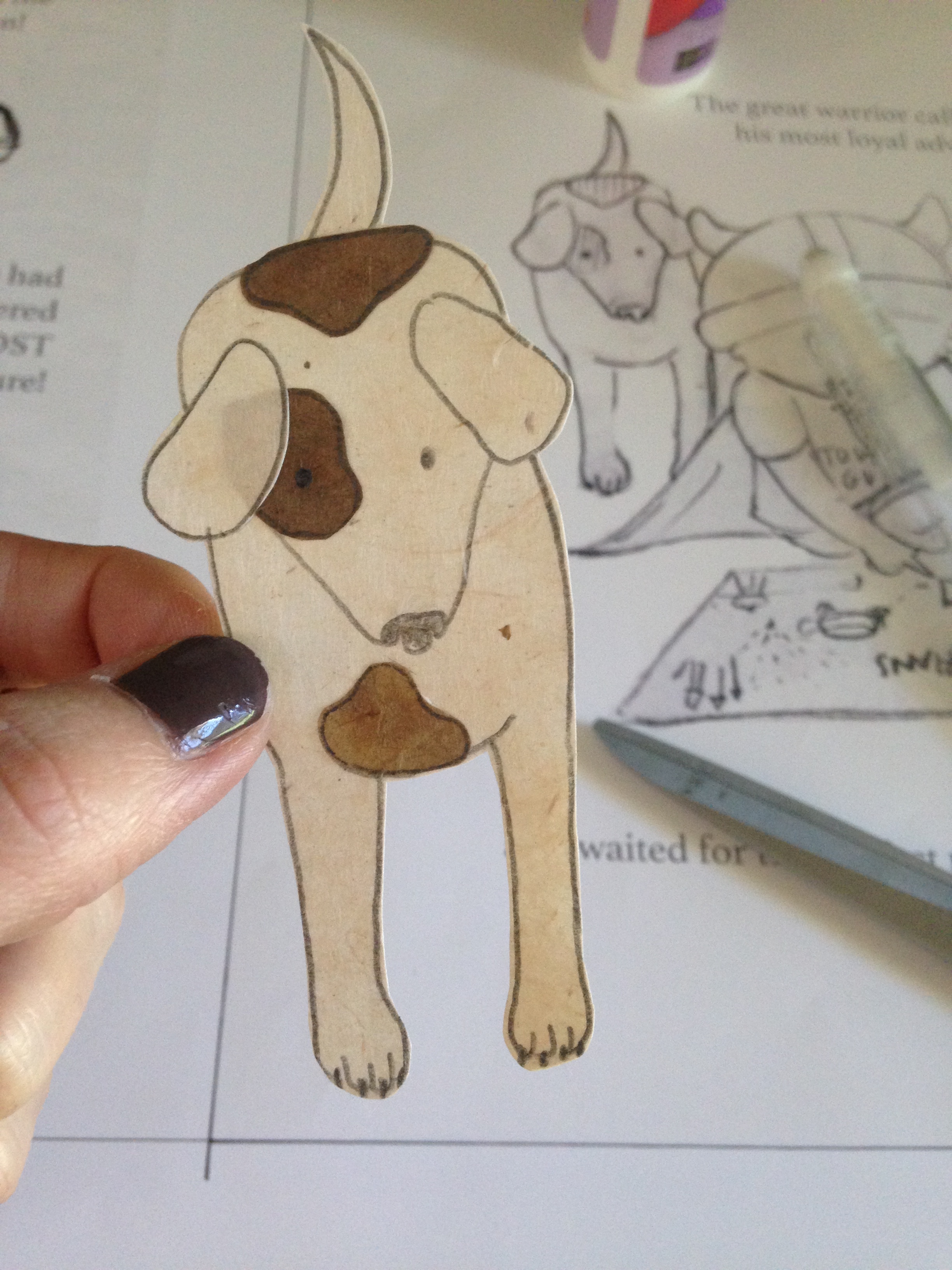 Illustrating my own dog Sally into the book.
