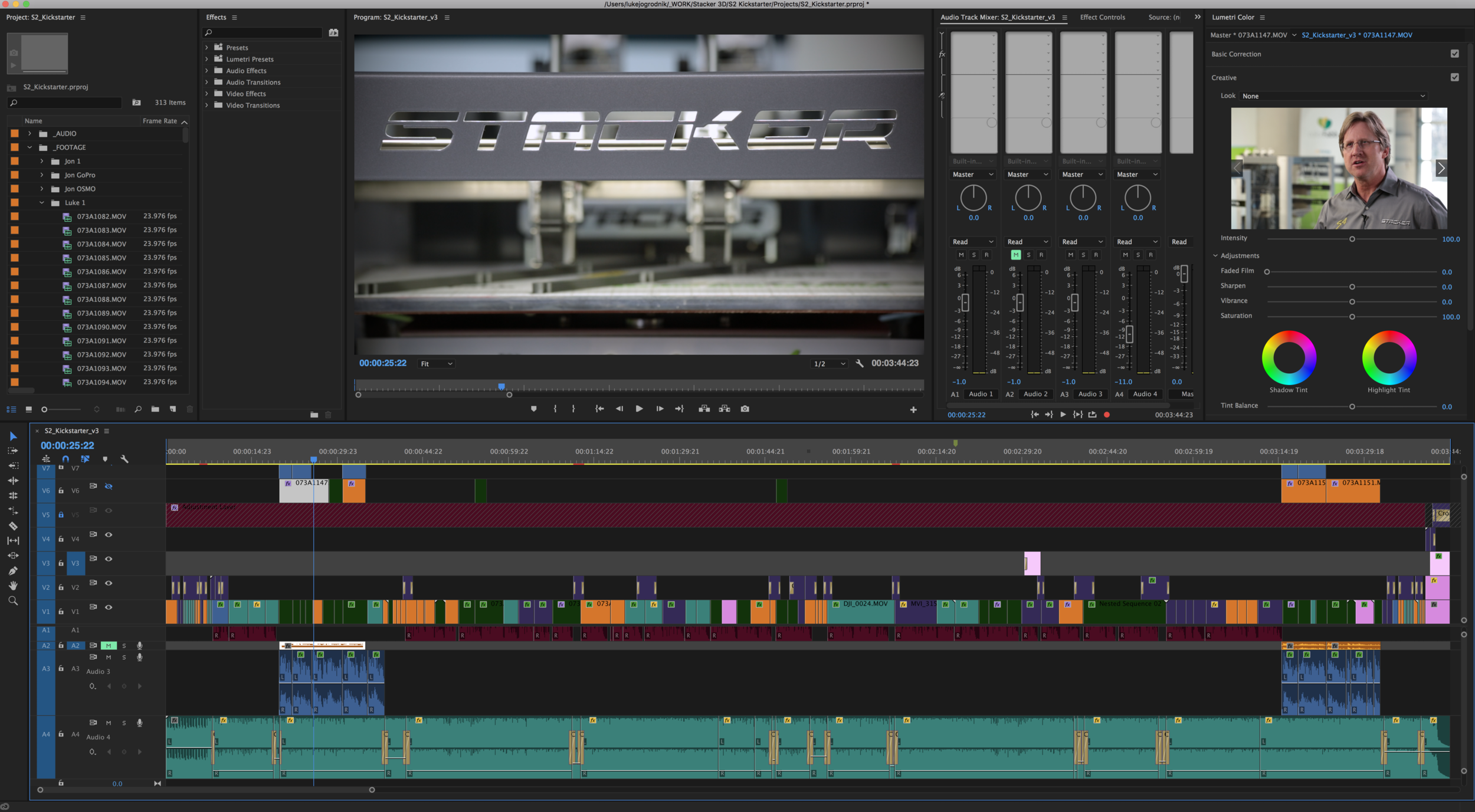 A glimpse of what this project looked like in post.