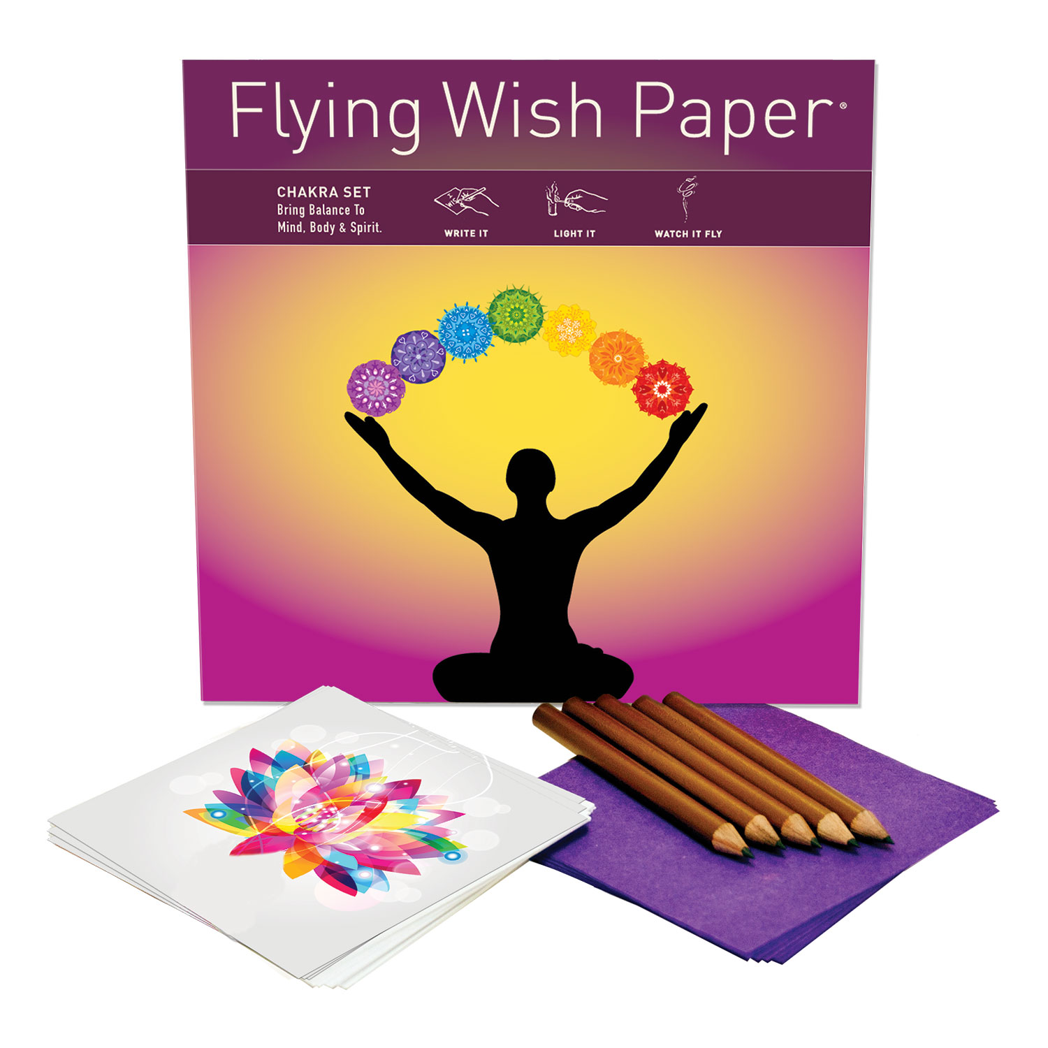 Flying Wish Paper - Write it, Light it, Watch it Fly - PINK BUTTERFLY - 7  x 7 - Large Kits
