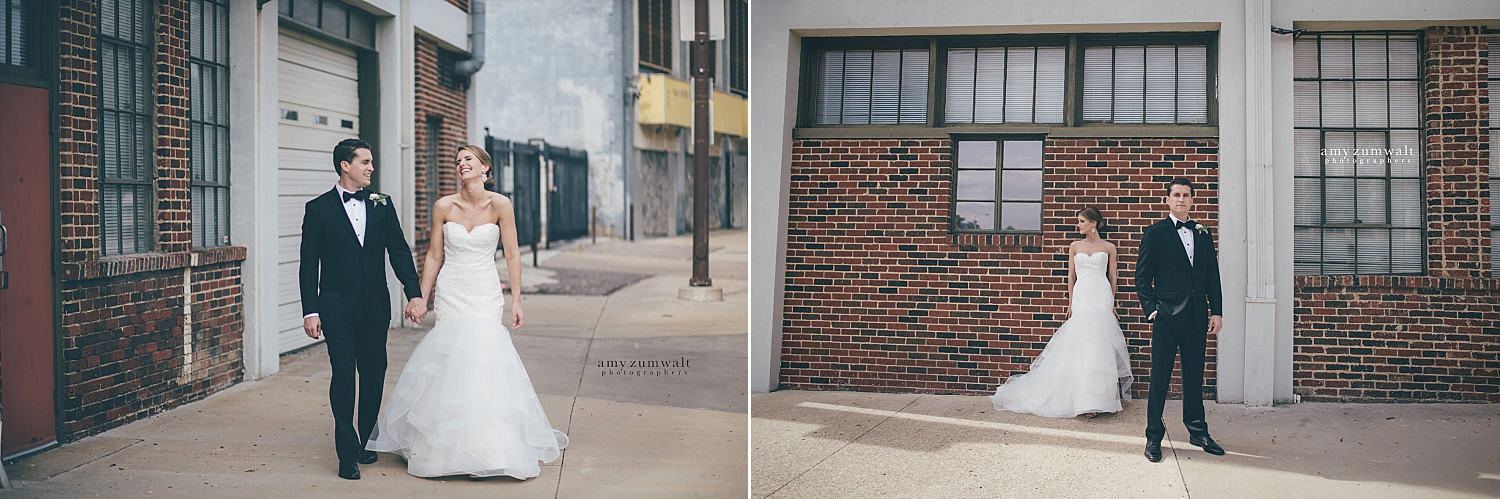 Bride and groom in downtown dallas wedding pictures