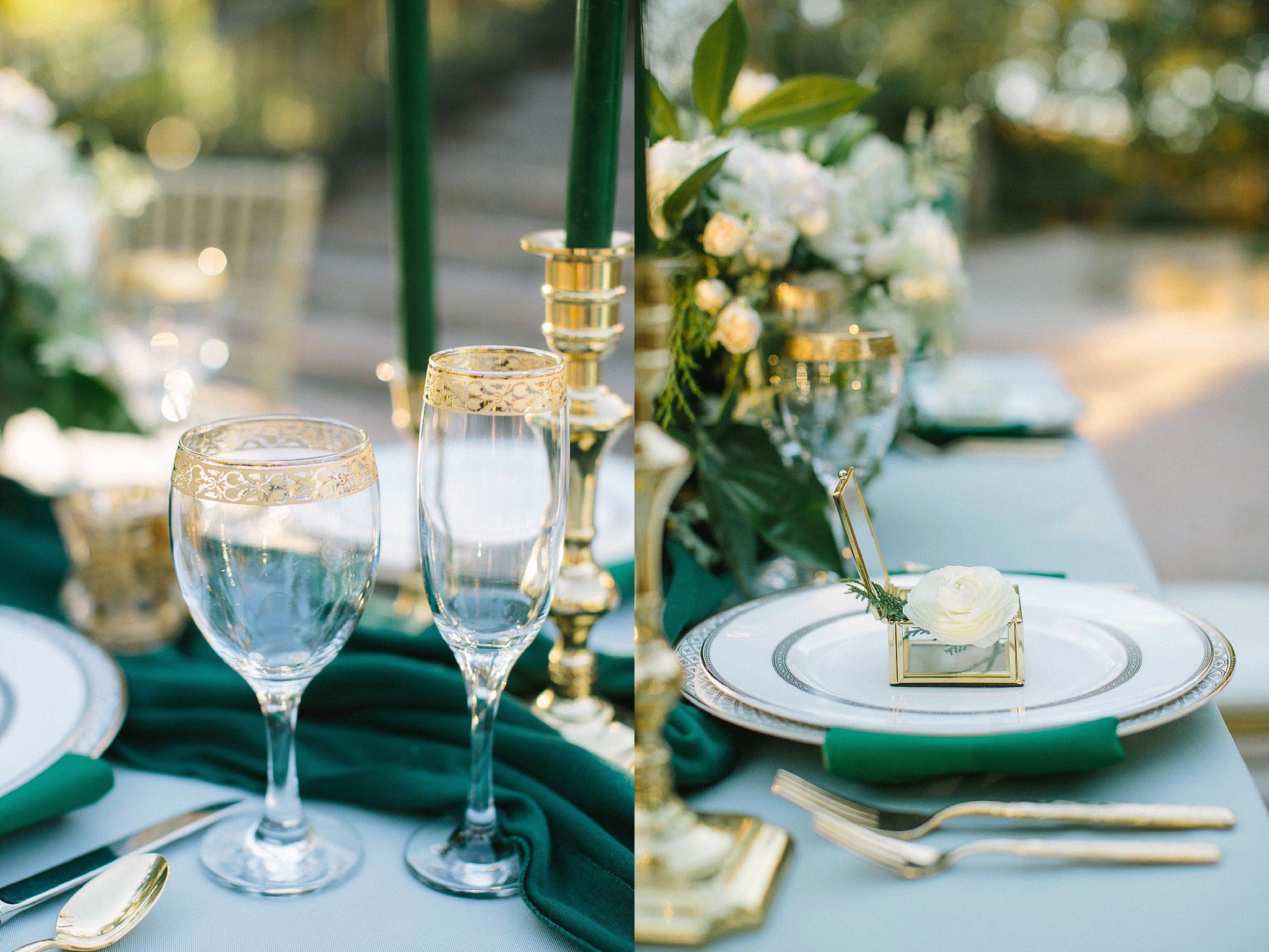 aristide mansfield wedding grey reception table with gold goblets