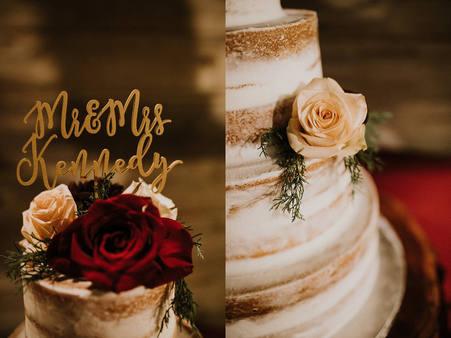 Hollow Hill Farm Event Center Wedding naked cake with laser cut cake topper in old town